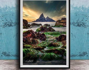 Oregon Coast Wall Art: Twin Rocks Sunset - Lone Ranch Beach Scene