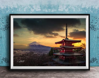 Mount Fuji Cherry Blossom Canvas - Japanese Landscape Art