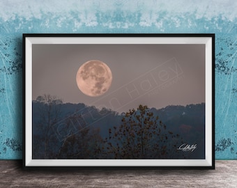 Super Moon Art Print: Lunar Eclipse Over East Tennessee Mountains