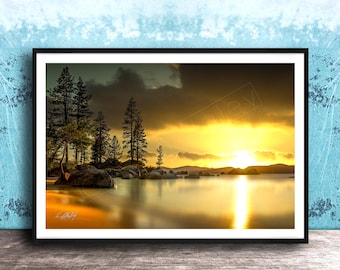 Sands Harbor Wall Art: Lake Tahoe Sunset Landscape