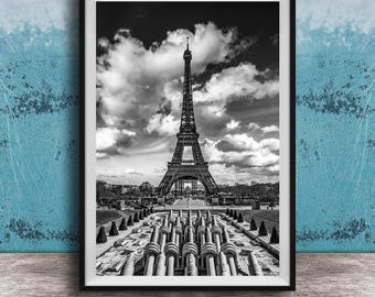 Eiffel Tower Print: Black and White Paris Photography