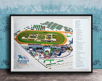 Derby Day Print, Churchill Downs Map, Twin Spires (Kentucky Racing Art)