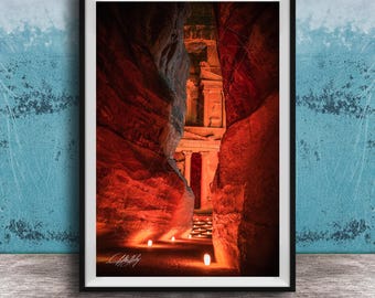 Petra Jordan Candlelight Night Print, The Rose City, Desert Fine Art Photography