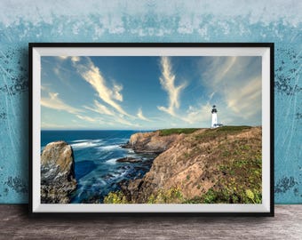 Yaquina Head Lighthouse Print: Oregon Coast View, Newport