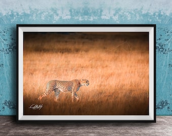 Cheetah Wall Art: Vibrant Maasai Inspired Kenya Wildlife Print