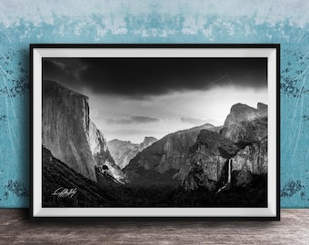 Yosemite Nature Print: Tunnel View Landscape (Half Dome, Bridalveil Fall)