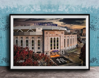 Yankee Stadium Wall Art: Autumn Sunset - Baseball Fan Decor