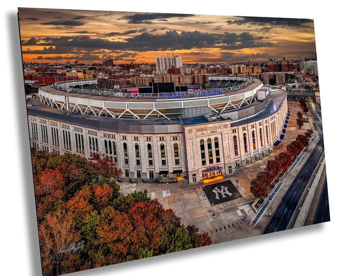 Featured listing image: Yankee Stadium Art: Autumn Baseball Scene (Metal or Canvas Print)