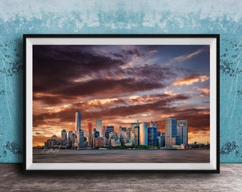 New York Skyline Canvas Print - Golden Hour Over Battery Park