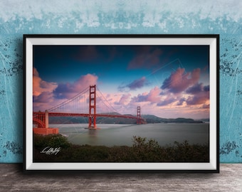 Golden Gate Bridge Wall Art - Sunrise Over Bay, California Decor