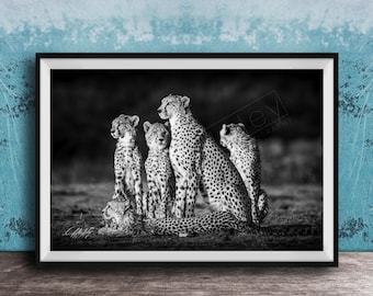 Cheetah Wall Art: Maasai Safari Style - Black and White Decor