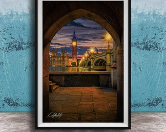 Big Ben Wall Art: London Cityscape at Golden Hour - Neo-Gothic Style