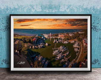 Hilton Head Lighthouse Canvas Print, Harbor Town SC (Coastal Wall Decor)