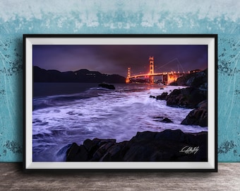 San Francisco Wall Art: Golden Gate Bridge Vintage Poster (Multiple Sizes)