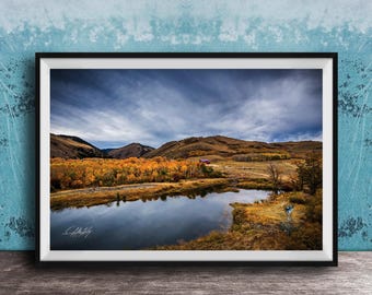 Grand Tetons Wall Art: Autumn Mountains - Rustic Cabin Style