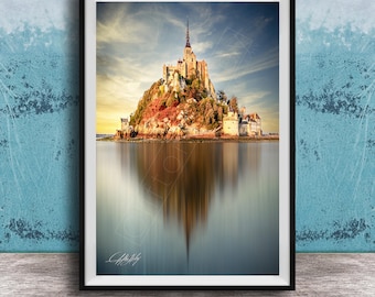 Mont Saint Michel Print, Serene Normandy View | Long Exposure Coastal Decor | Timeless Seaside Art