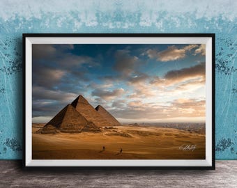 Giza Pyramids Sunset Print, Desert Fine Art Photography