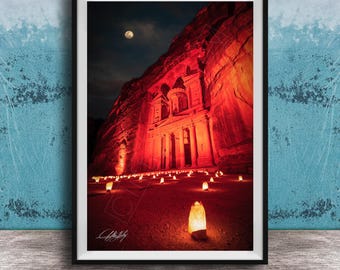 Petra Jordan Candlelight Night Print, The Rose City, Desert Fine Art Photography