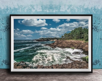 Oregon Coast Wall Print - Scenic Beach Sunset and Waves