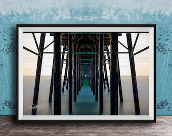 California Coastal Print - Oceanside Pier Black and White Photo