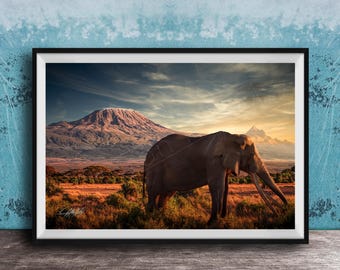 Big Tusker Craig, Mount Kilimanjaro, Safari Wall Art Elephant
