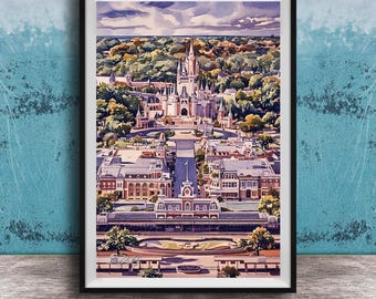 Disney Castle Print: Sunset Over Orlando (Framed or Canvas Options)