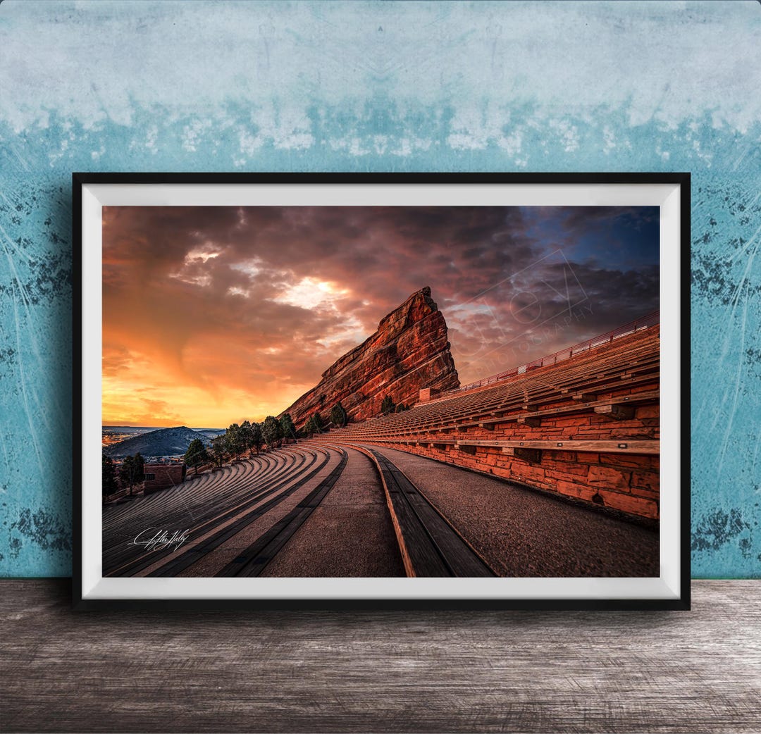 Red Rocks Printable Image Red Rocks Print: Sunrise Landscape - Colorado Amphitheater View - Etsy