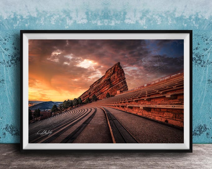 Featured listing image: Red Rocks Print: Sunrise Landscape - Colorado Amphitheater View