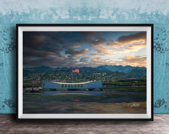 Pearl Harbor Hawaii USS Arizona Memorial Print (WWII Tribute Wall Art)