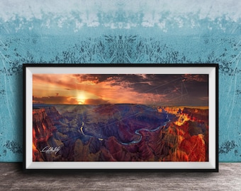 Grand Canyon Sunset Print, Hopi Point View (Warm Earth Tones)