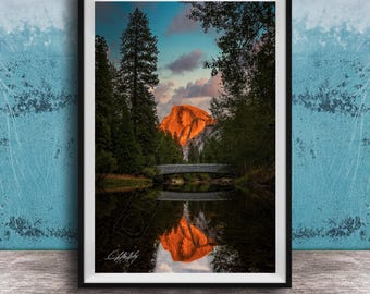 Yosemite Wall Art: Half Dome and Sentinel Bridge at Sunset