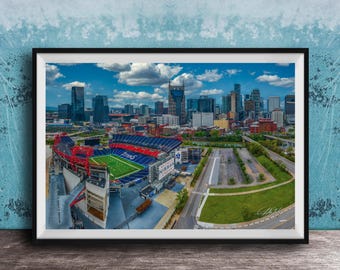 Nashville Cityscape Wall Art - Titans Stadium and River Scene