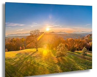 Biltmore Estate South Lawn Sunset, Blue Ridge Wall Art, Autumn Landscape, Mountain View Decor, Rustic Travel Print, Signed Artwork