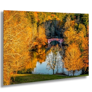 Biltmore Gut See Blick Kunst, Herbst Landschaft Druck, Rustikale Hütte Dekor, Historische Herrenhaus Szene, Herbstfarben Wandbehang, Natur Geschenk