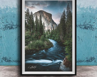 El Capitan Yosemite Print: Merced River Landscape Photography, Western Scenic Wall Decor