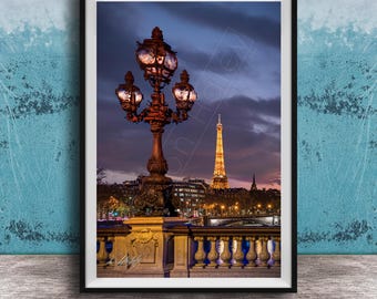 Eiffel Tower Wall Art - Twilight View from Pont Alexandre III