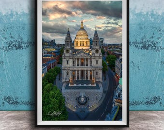 London Skyline Art Print: St Paul's Cathedral Sunset