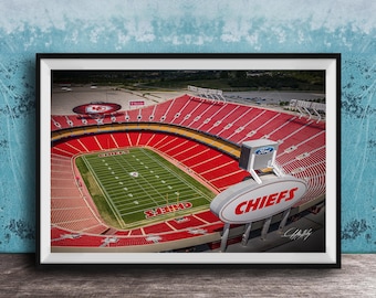 Kansas City Chiefs Wall Art: Arrowhead Stadium at Sunset - Framed or Canvas