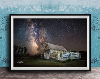 Grand Teton Night Sky Photo, T.A. Moulton Barn (Starry Milky Way)