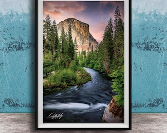 El Capitan Yosemite Print: Merced River Landscape Photography, Western Scenic Wall Decor