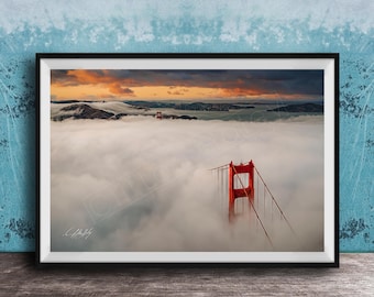 Golden Gate Bridge Print, Vintage San Francisco Travel (Framed or Unframed)