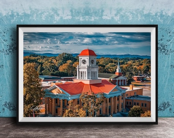 Maryville Courthouse Print - Autumn Sunrise, Smoky Mountains View