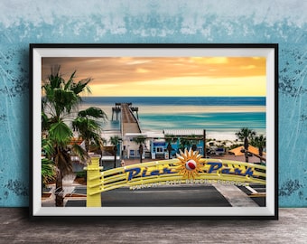 Florida Gulf Coast Pier Photo, Panama City Beach (Sunset Aerial)