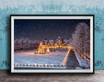 Biltmore Estate Christmas Print - Winter Snow Landscape