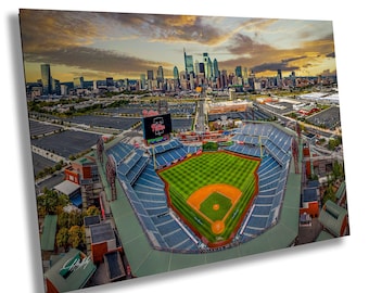 Philadelphia Phillies Stadium with Philadelphia Skyline | Citizens Bank Park Word Art Print | Ballpark Art | MLB Stadium Poster