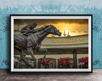 Barbaro Statue Print: Churchill Downs at Kentucky Derby