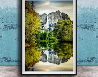 Swinging Bridge Yosemite Print: Merced River Landscape (Nature Wall Decor)