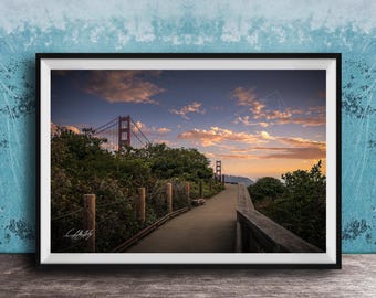 Golden Gate Bridge Print: Sunrise View from the Presidio