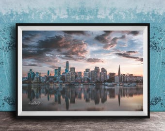 Port of San Francisco Skyline Print, Blue Hour Cityscape (Made to Order)