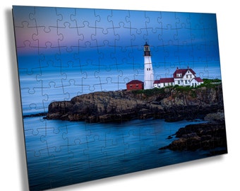 Rompecabezas del faro de Portland Head: vista panorámica de la costa de  Maine